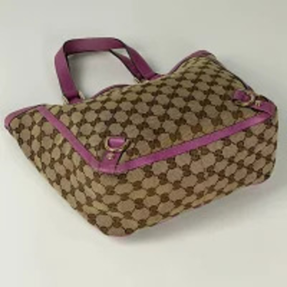 Gucci handbag GG Abbey beige canvas bag pink tote